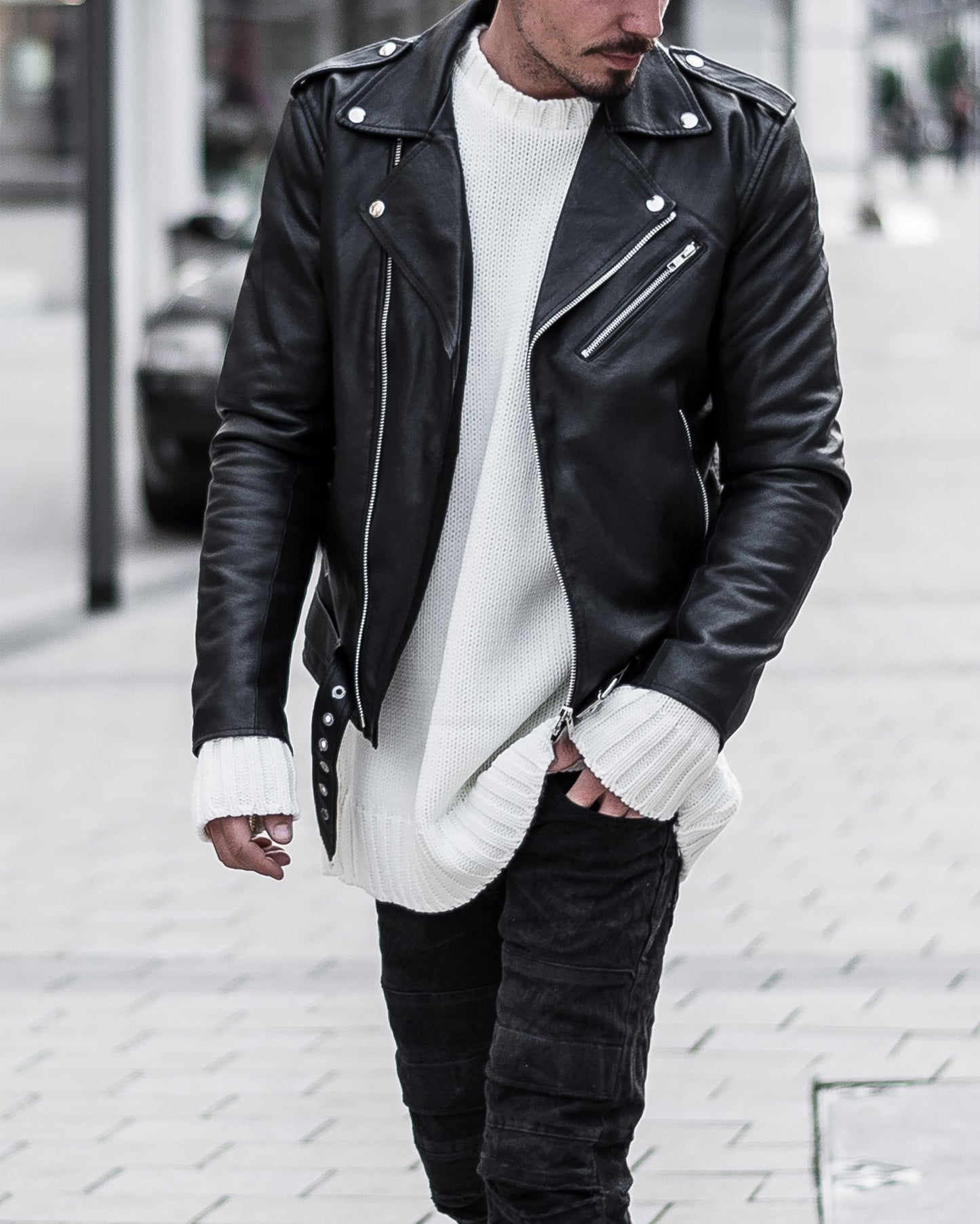 BIKER JACKET SILVER ZIPPER